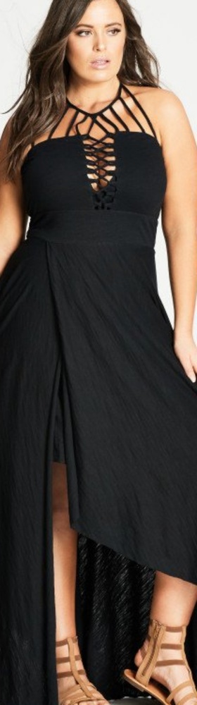 Plait Detail Maxi Dress - black